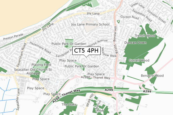 CT5 4PH map - small scale - OS Open Zoomstack (Ordnance Survey)