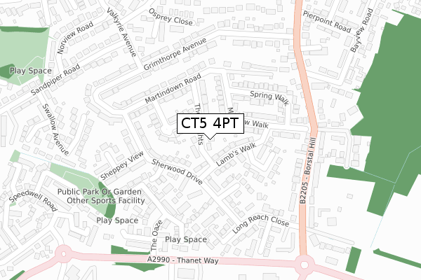 CT5 4PT map - large scale - OS Open Zoomstack (Ordnance Survey)