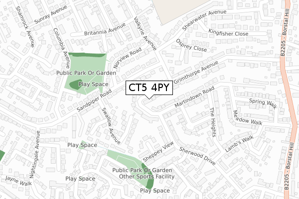 CT5 4PY map - large scale - OS Open Zoomstack (Ordnance Survey)