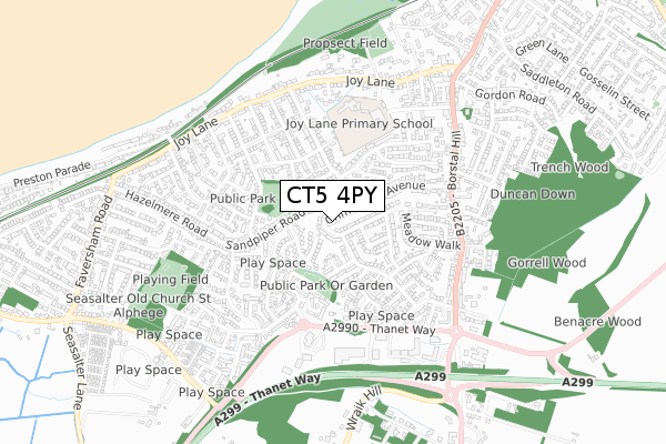 CT5 4PY map - small scale - OS Open Zoomstack (Ordnance Survey)