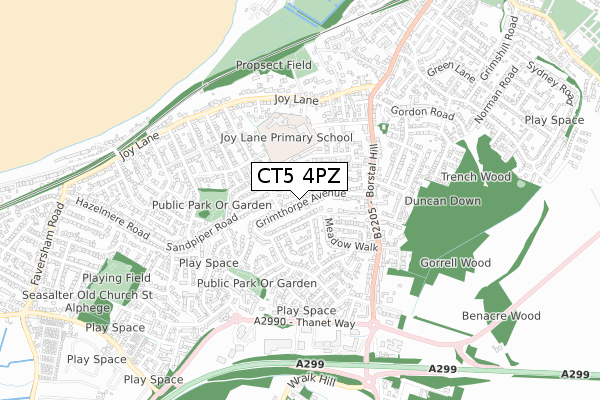 CT5 4PZ map - small scale - OS Open Zoomstack (Ordnance Survey)