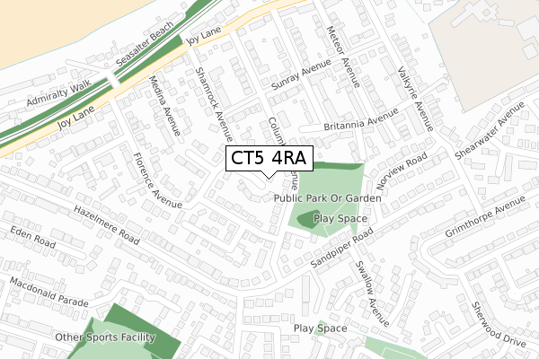 CT5 4RA map - large scale - OS Open Zoomstack (Ordnance Survey)