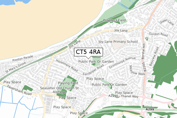 CT5 4RA map - small scale - OS Open Zoomstack (Ordnance Survey)