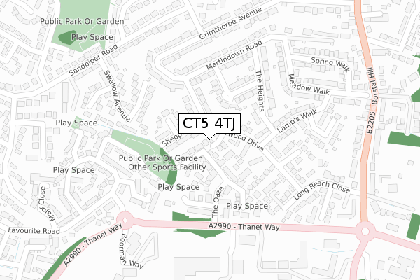 CT5 4TJ map - large scale - OS Open Zoomstack (Ordnance Survey)