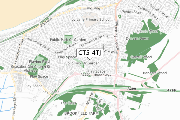 CT5 4TJ map - small scale - OS Open Zoomstack (Ordnance Survey)