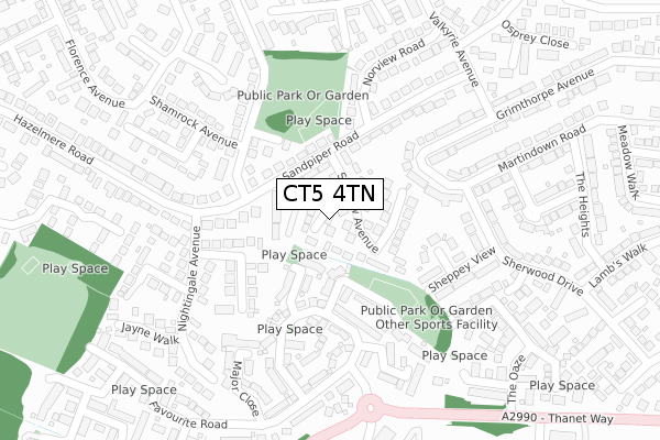 CT5 4TN map - large scale - OS Open Zoomstack (Ordnance Survey)