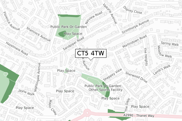 CT5 4TW map - large scale - OS Open Zoomstack (Ordnance Survey)