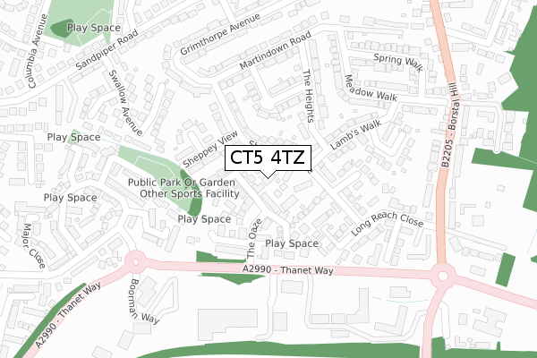 CT5 4TZ map - large scale - OS Open Zoomstack (Ordnance Survey)