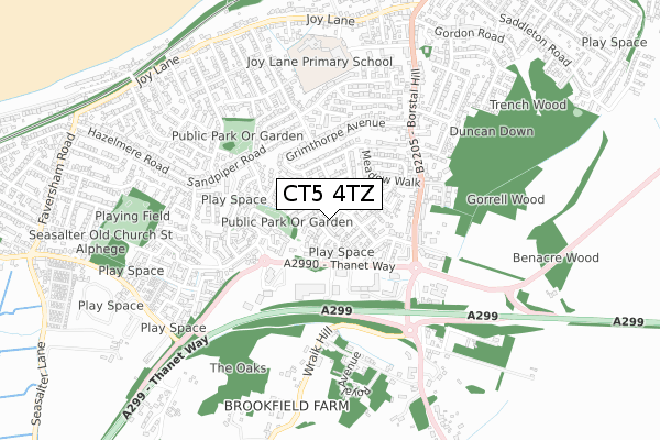 CT5 4TZ map - small scale - OS Open Zoomstack (Ordnance Survey)