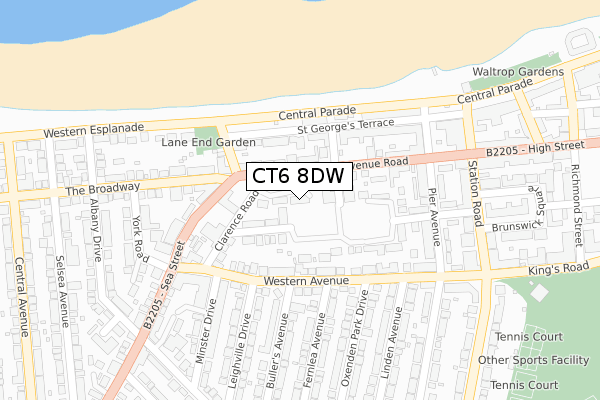 CT6 8DW map - large scale - OS Open Zoomstack (Ordnance Survey)