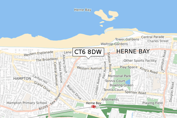 CT6 8DW map - small scale - OS Open Zoomstack (Ordnance Survey)