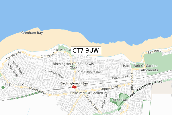 CT7 9UW map - small scale - OS Open Zoomstack (Ordnance Survey)