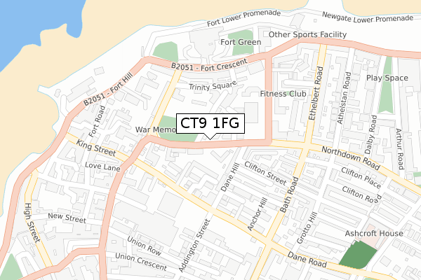 CT9 1FG map - large scale - OS Open Zoomstack (Ordnance Survey)