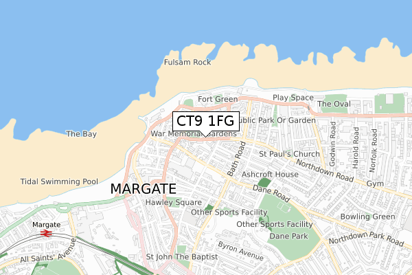 CT9 1FG map - small scale - OS Open Zoomstack (Ordnance Survey)