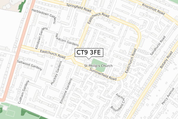 CT9 3FE map - large scale - OS Open Zoomstack (Ordnance Survey)