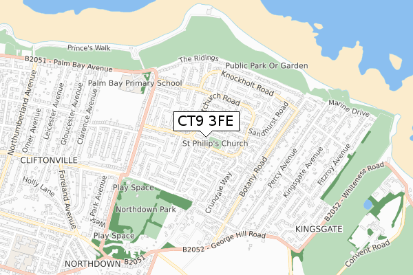 CT9 3FE map - small scale - OS Open Zoomstack (Ordnance Survey)