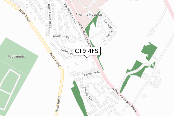 CT9 4FS map - large scale - OS Open Zoomstack (Ordnance Survey)