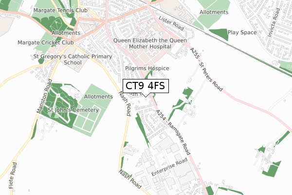 CT9 4FS map - small scale - OS Open Zoomstack (Ordnance Survey)