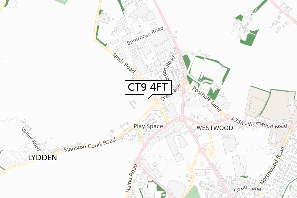 CT9 4FT map - small scale - OS Open Zoomstack (Ordnance Survey)