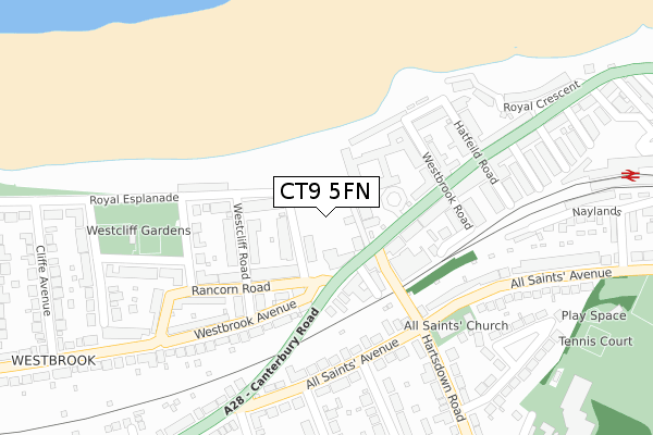 CT9 5FN map - large scale - OS Open Zoomstack (Ordnance Survey)