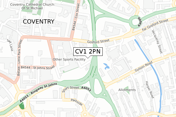 CV1 2PN map - large scale - OS Open Zoomstack (Ordnance Survey)