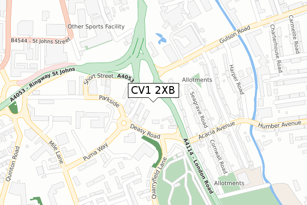 CV1 2XB map - large scale - OS Open Zoomstack (Ordnance Survey)