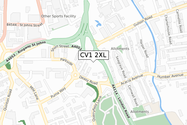 CV1 2XL map - large scale - OS Open Zoomstack (Ordnance Survey)