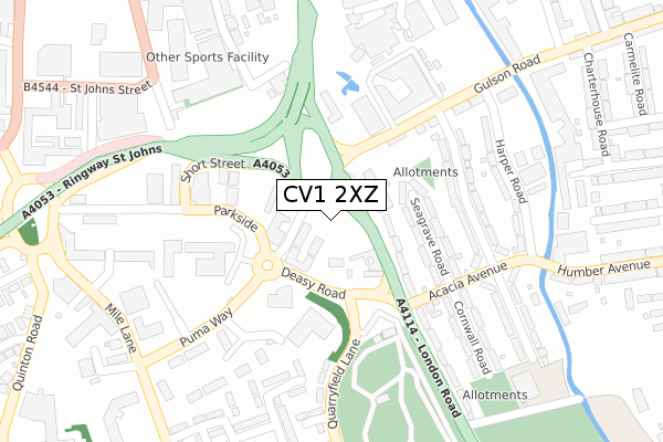 CV1 2XZ map - large scale - OS Open Zoomstack (Ordnance Survey)