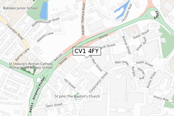 CV1 4FY map - large scale - OS Open Zoomstack (Ordnance Survey)