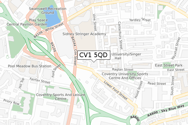 CV1 5QD map - large scale - OS Open Zoomstack (Ordnance Survey)