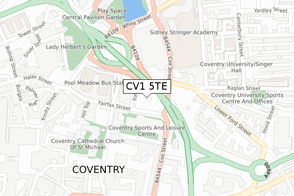 CV1 5TE map - large scale - OS Open Zoomstack (Ordnance Survey)