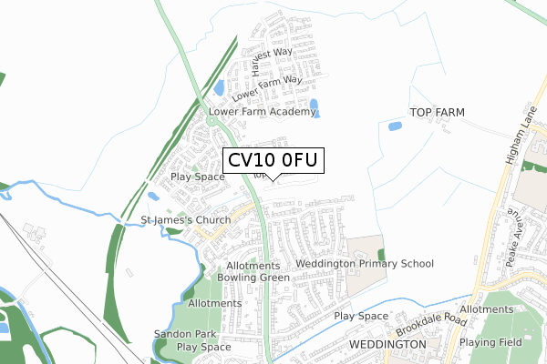 CV10 0FU map - small scale - OS Open Zoomstack (Ordnance Survey)