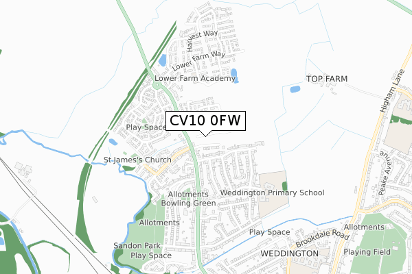 CV10 0FW map - small scale - OS Open Zoomstack (Ordnance Survey)