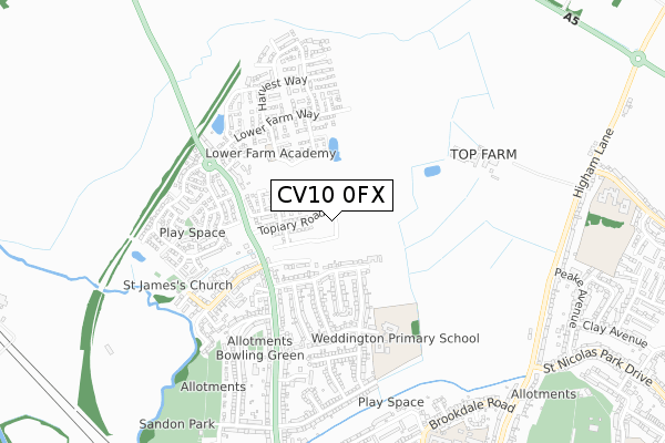 CV10 0FX map - small scale - OS Open Zoomstack (Ordnance Survey)