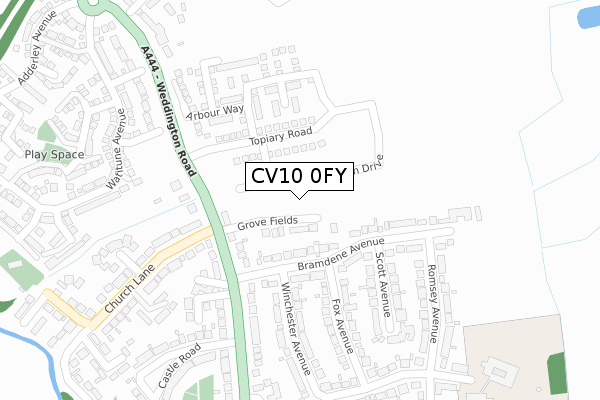 CV10 0FY map - large scale - OS Open Zoomstack (Ordnance Survey)