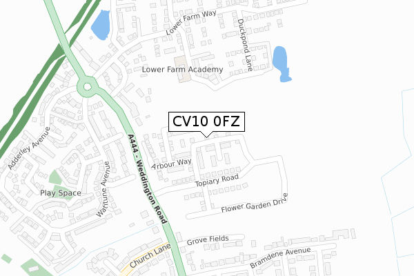 CV10 0FZ map - large scale - OS Open Zoomstack (Ordnance Survey)