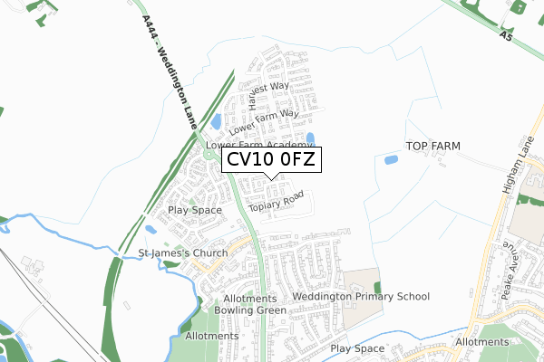 CV10 0FZ map - small scale - OS Open Zoomstack (Ordnance Survey)