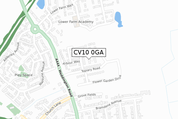 CV10 0GA map - large scale - OS Open Zoomstack (Ordnance Survey)