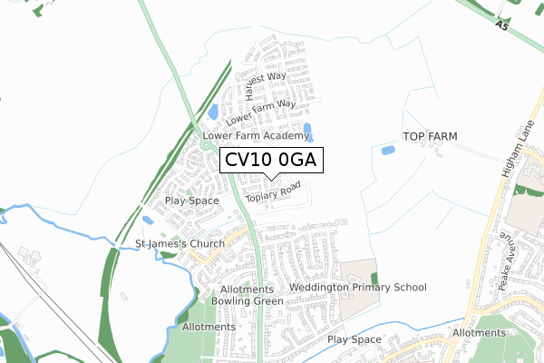 CV10 0GA map - small scale - OS Open Zoomstack (Ordnance Survey)