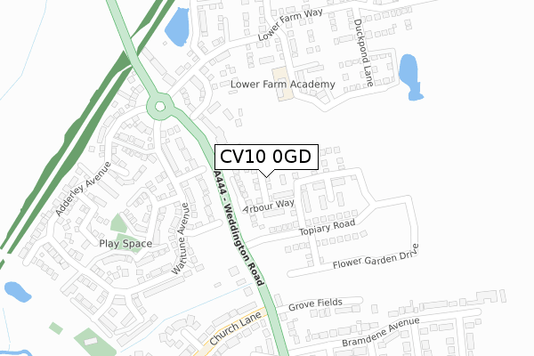 CV10 0GD map - large scale - OS Open Zoomstack (Ordnance Survey)