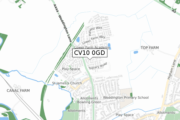 CV10 0GD map - small scale - OS Open Zoomstack (Ordnance Survey)