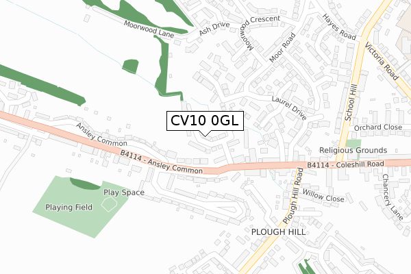 CV10 0GL map - large scale - OS Open Zoomstack (Ordnance Survey)