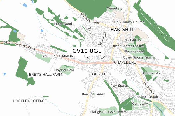 CV10 0GL map - small scale - OS Open Zoomstack (Ordnance Survey)