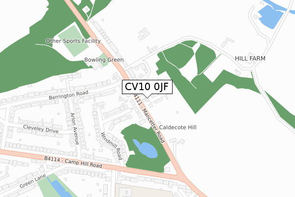 CV10 0JF map - large scale - OS Open Zoomstack (Ordnance Survey)