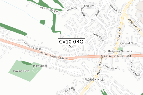 CV10 0RQ map - large scale - OS Open Zoomstack (Ordnance Survey)