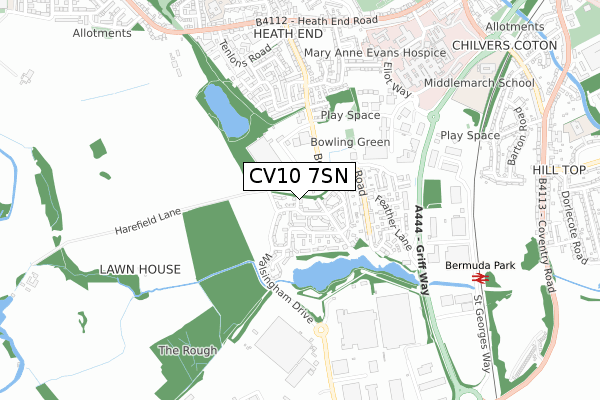 CV10 7SN map - small scale - OS Open Zoomstack (Ordnance Survey)