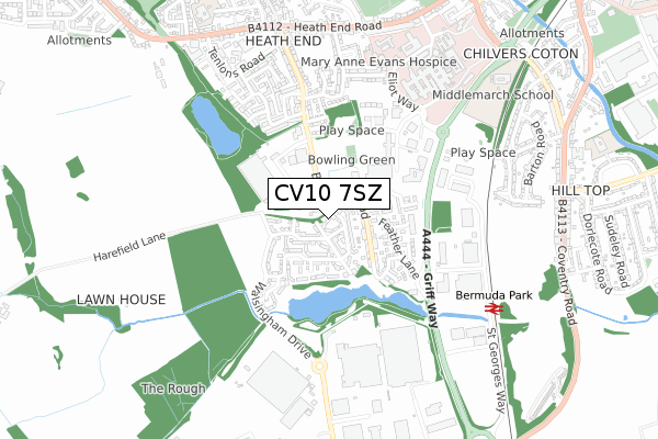 CV10 7SZ map - small scale - OS Open Zoomstack (Ordnance Survey)