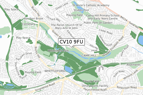 CV10 9FU map - small scale - OS Open Zoomstack (Ordnance Survey)