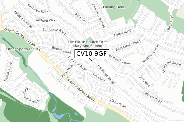 CV10 9GF map - large scale - OS Open Zoomstack (Ordnance Survey)