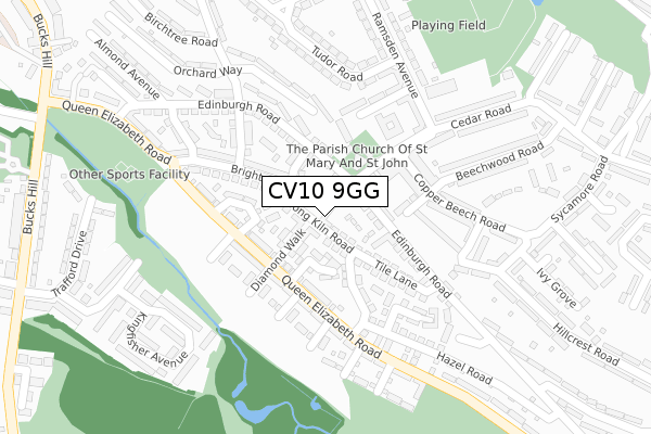 CV10 9GG map - large scale - OS Open Zoomstack (Ordnance Survey)